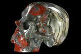 Realistic, Polished Bloodstone (Heliotrope) Skull #116367-3